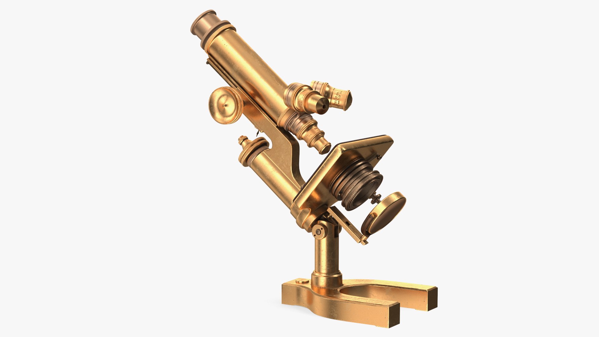 Antique Microscope Bronze 3D model preview
