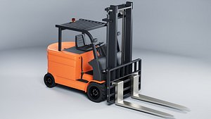 Electric Counterbalanced Forklift Truck Orange Industrial Warehouse Forklift PBR 4K 360 Turntable