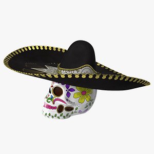 Mariachi Skull with Sombrero 3D model