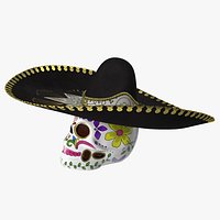Mariachi Skull with Sombrero