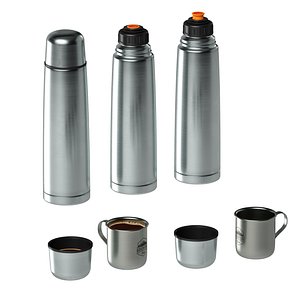 Thermos stainless steel large with cup 3D model