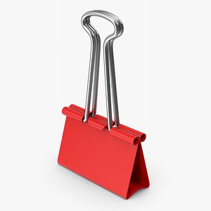 3D Red Binder Clip model