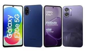 3D OPPO K14x 5G Violet And Samsung Galaxy F70e 5G Blue