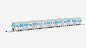 Lowpoly Cartoon Metro Subway Train 3D model