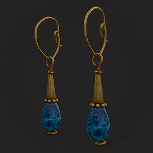 3D Blue Calcite Hanging Earrings