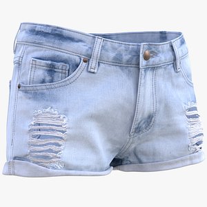 3D Man and Woman in Denim Shorts 85 model