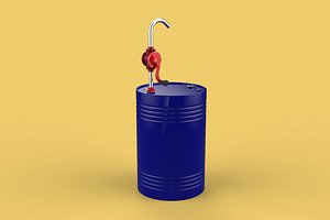 3D MANUAL PUMP HAND CRANK ROTARY FUEL OIL STEEL DRUM BARREL GALLONS model