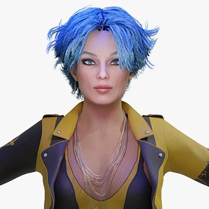 3d arms woman warrior model