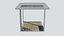 Modern Garden Pavilion 3D Model - White Frame Shelter with Stone Panels for Courtyard Scene pavilion