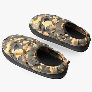 Khaki Down Slippers model