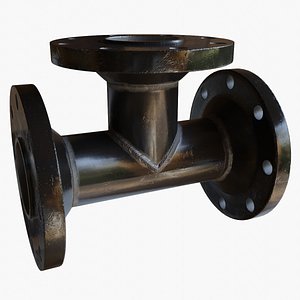 T Pipe DN100 Black 3D model