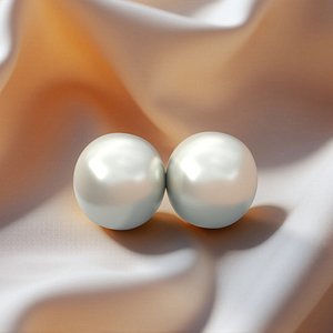 Round Natural Pearl with Glossy Surface White 3D