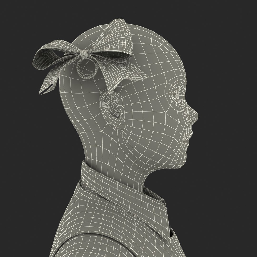3d little school girl rigged