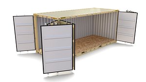 3D 20ft shipping container open model