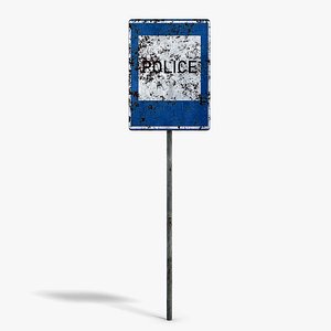 Damaged Police Info Sign 3D