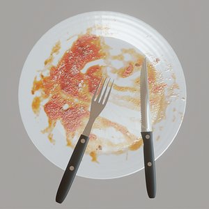 3D Plate empty Dirt plate spaghetti dirty