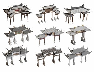 Ancient Asian Architecture Memorial Archway Torii Gateway Honorific Arch Chinese Architectural Arch