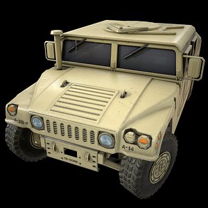 3D car military police dust