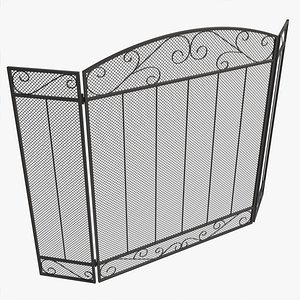 Folding Fireplace Screen 3-Panel 3D model