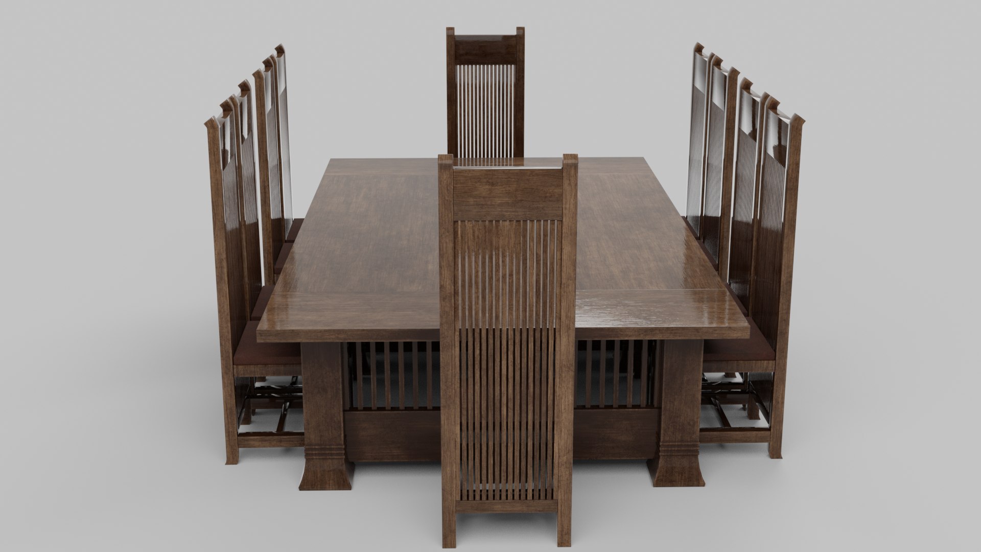 Frank Lloyd Wright Style Dining Table And Chairs 3D - TurboSquid 1807098
