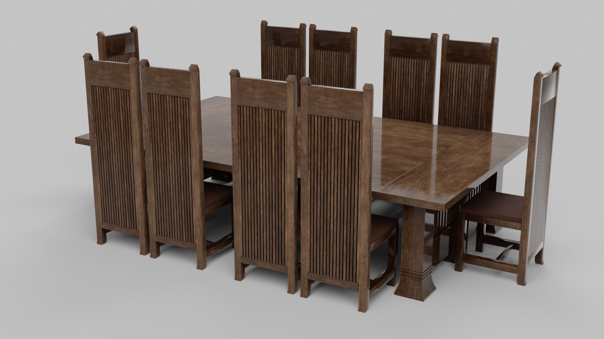 Frank Lloyd Wright Style Dining Table And Chairs 3D - TurboSquid 1807098