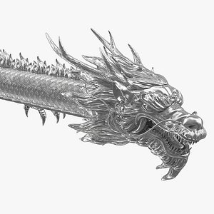 3D silver chinese dragon rigged model