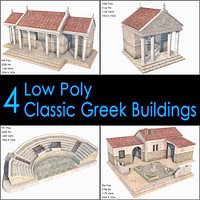 Classic Greek Buildings Collection, Low Poly, Textured