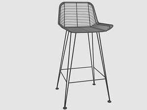 rattan bar stool - 3D model