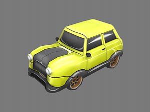 3D green cartoon car