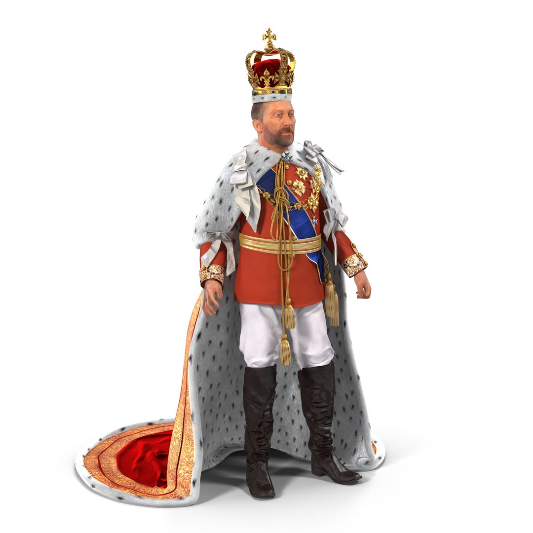 King Rigged 3D Model with Fur 3D model preview