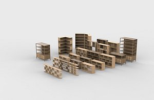 wooden shelf 3D model 3D model