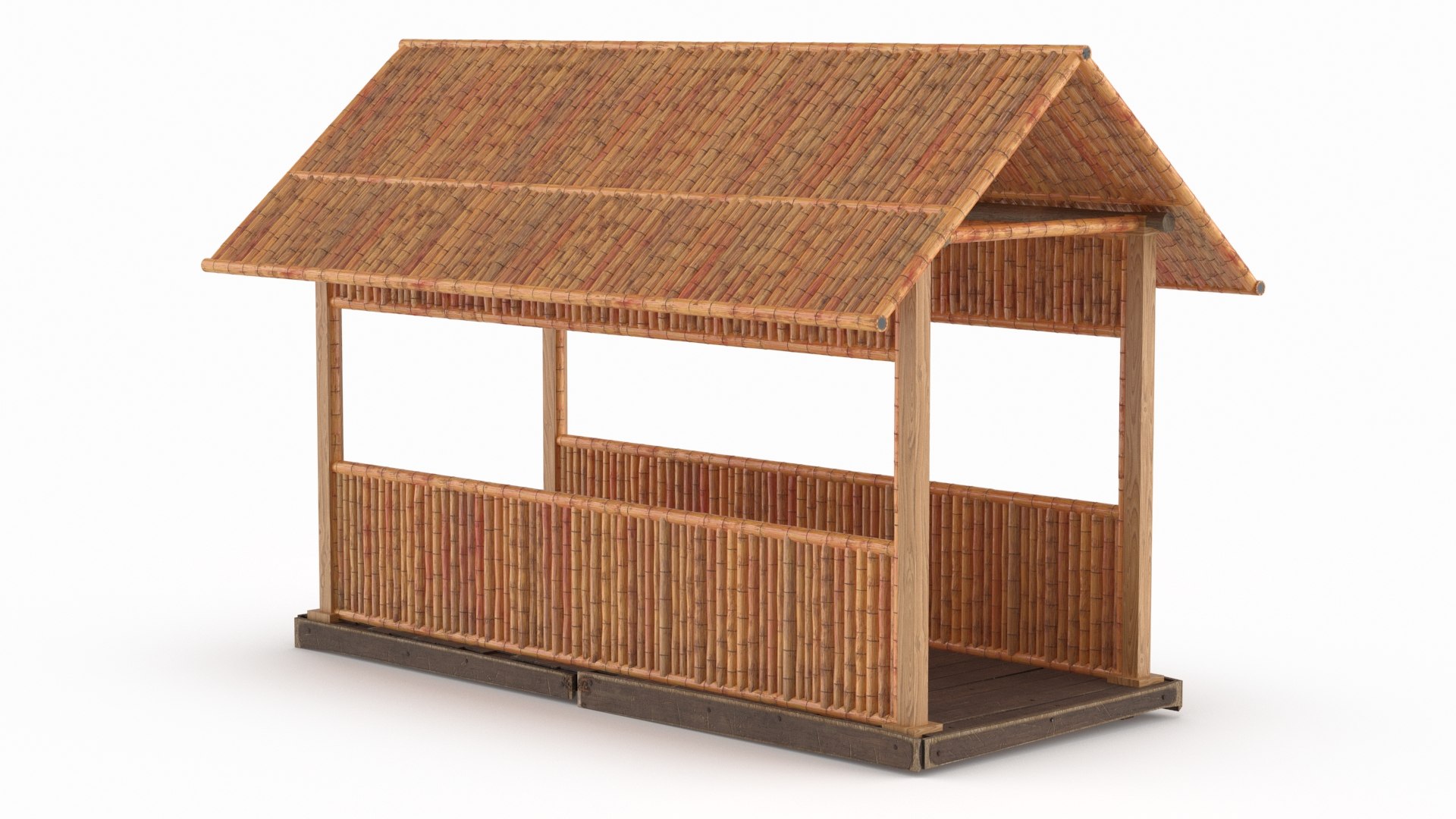 Tropical Bamboo Covered Footbridge 3D model preview