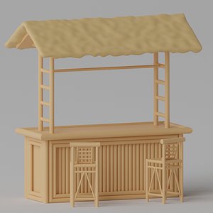 Tropical Bamboo Beach Bar Tiki 3D model