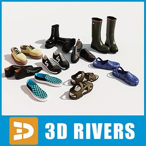 3d men shoes set model