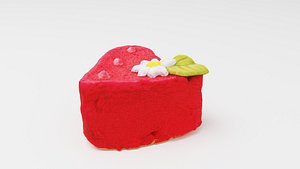 Red Cake, pastry, fancy cake or heart shape sponge-cake 3D model