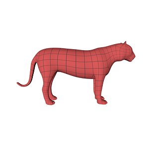 3d model base mesh tiger