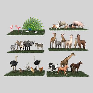 3D Common Animal Pack No Fur Realistic Texture Maps