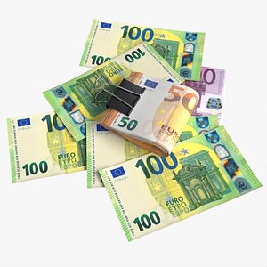Euro banknotes folded with clip 02
