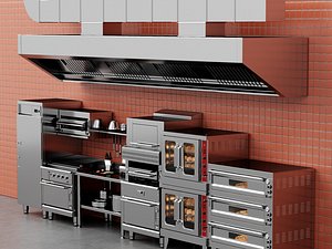 3D Professional Commercial Kitchen And Bakery Equipment model
