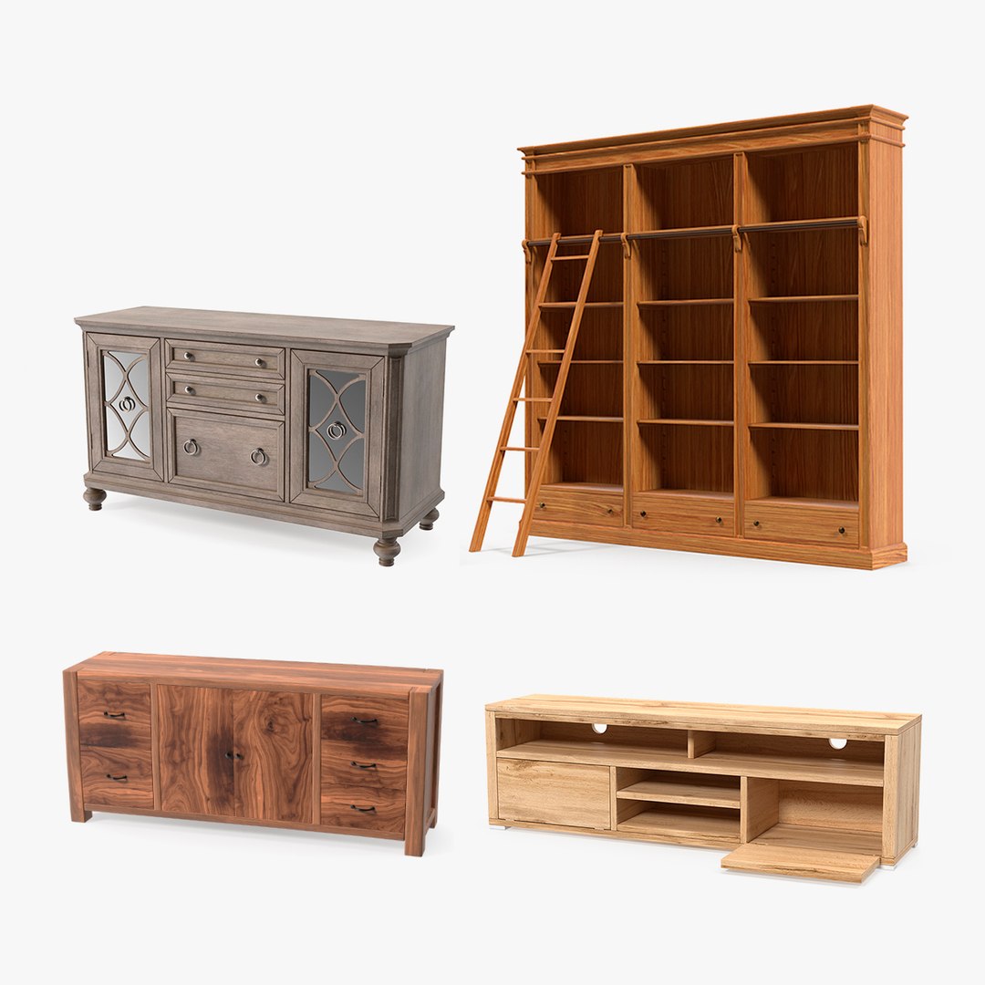 Wooden Furnishings Collection 3 3D model preview