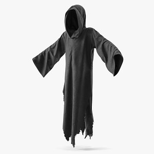 Faceless Ghost Entity in Hooded Cloak Black 3D model