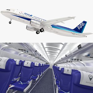 All Nippon Airlines Airbus A320 and Airplane Interior Economy Collection