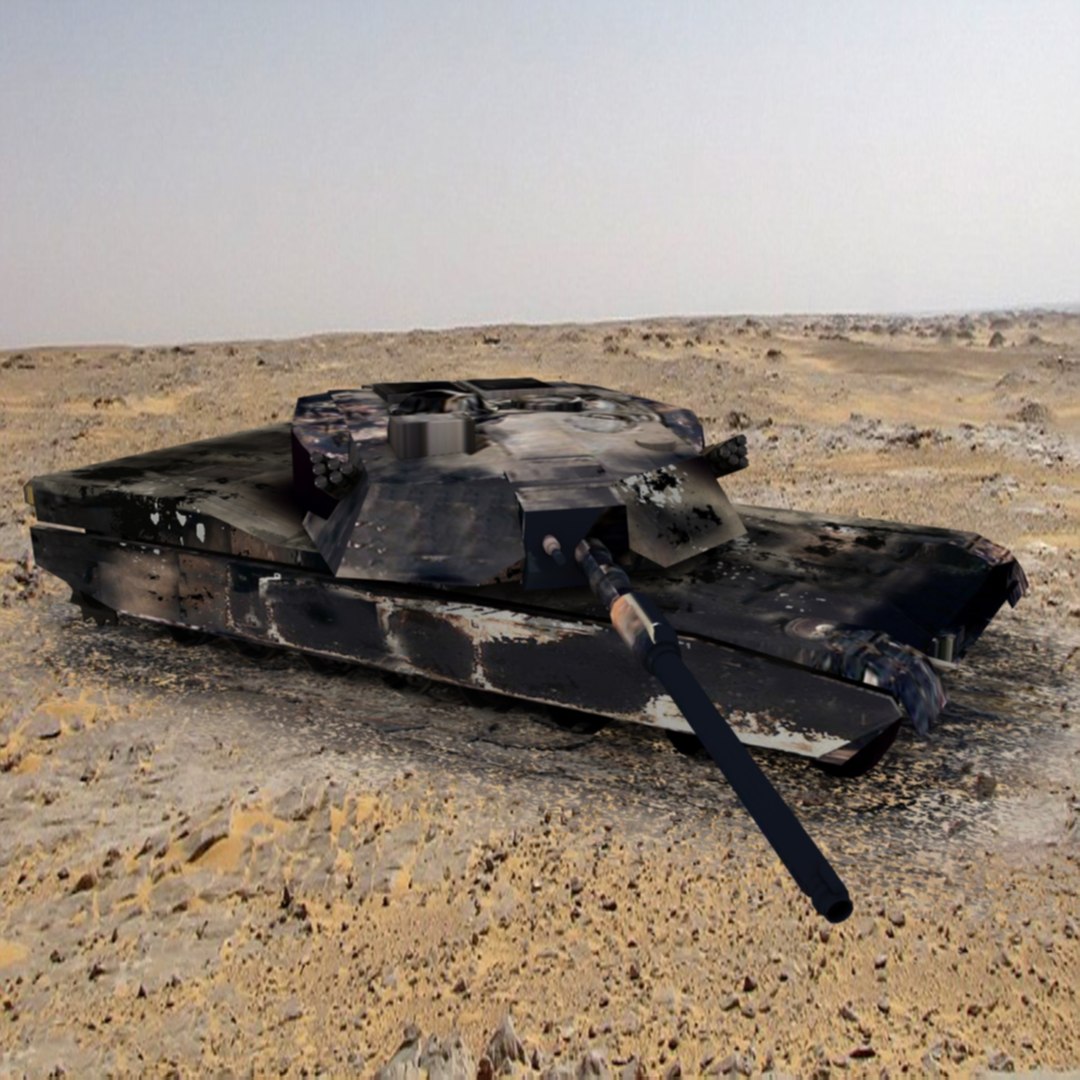 3d model burned m1 abrams tank