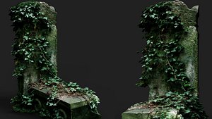 3D ancient graveyard tomb ivys ruins PBR photogrammetry