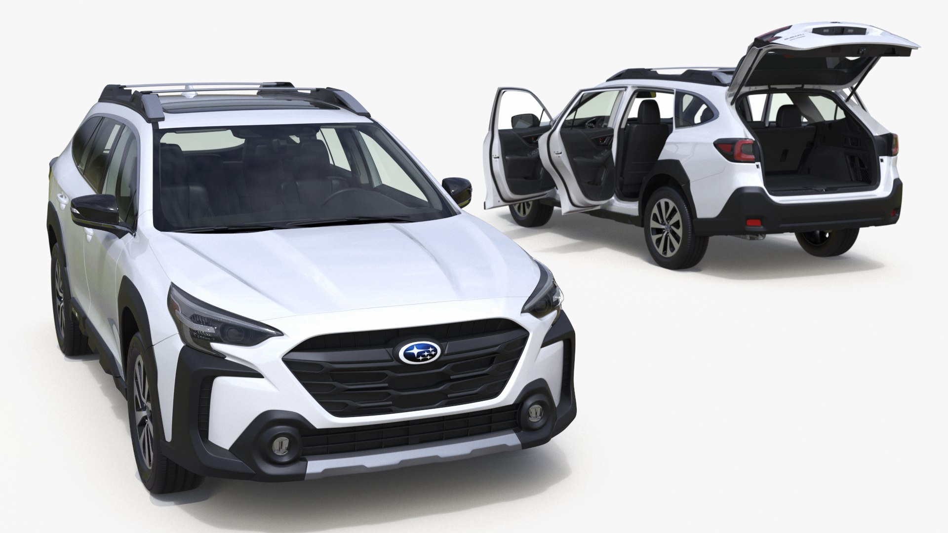 White Subaru Outback 2025 Rigged 3D model preview
