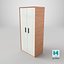 Low Poly 2 doors white wood wardrobe 3D Model StemCell certified 4K PBR Textures