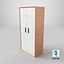 Low Poly 2 doors white wood wardrobe 3D Model StemCell certified 4K PBR Textures