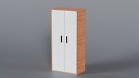 Low Poly 2 doors white wood wardrobe 3D Model StemCell certified 4K PBR Textures