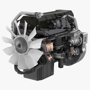 semi truck turbo diesel engine 3D model