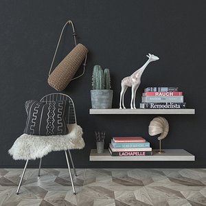 3D model modern interior decoration set